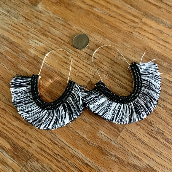 Sugarfix - Black & White Fringe Earrings - Sugarfix BaubleBar - Picture 2 of 6